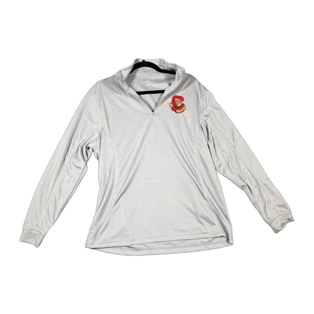 Vansport Quarter Zip Pullover Shirt Mens Medium Gray Mascot Logo NWOT